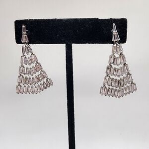 JCM Cubic Zirconia Wedding Earrings Chandelier Exquisite Stainless Steel Post